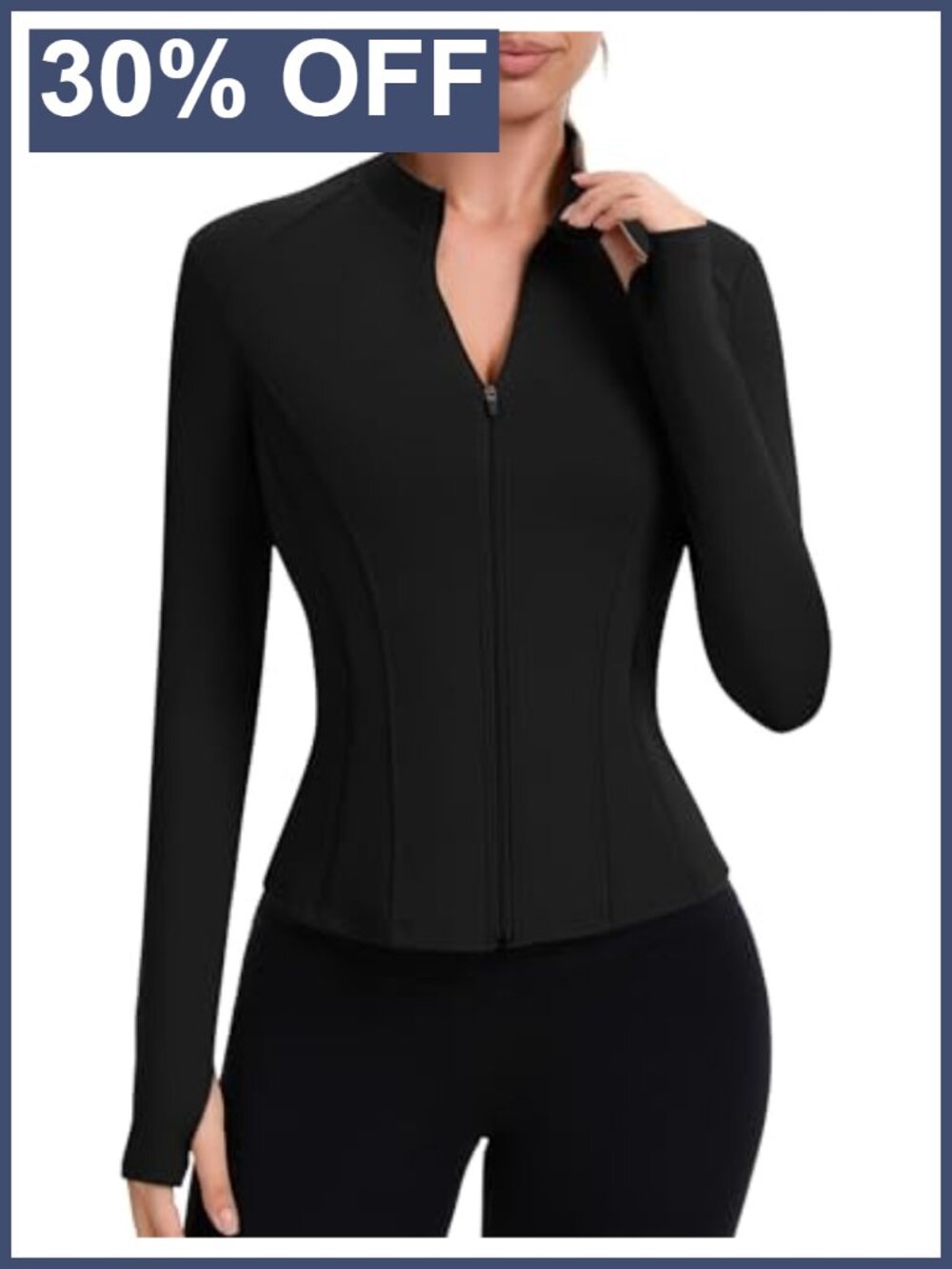 Cropped Zip Up Workout Jacket Athletic Long Sleeve with Thumb Holes